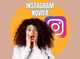 Ragazza sorpresa e logo Instagram